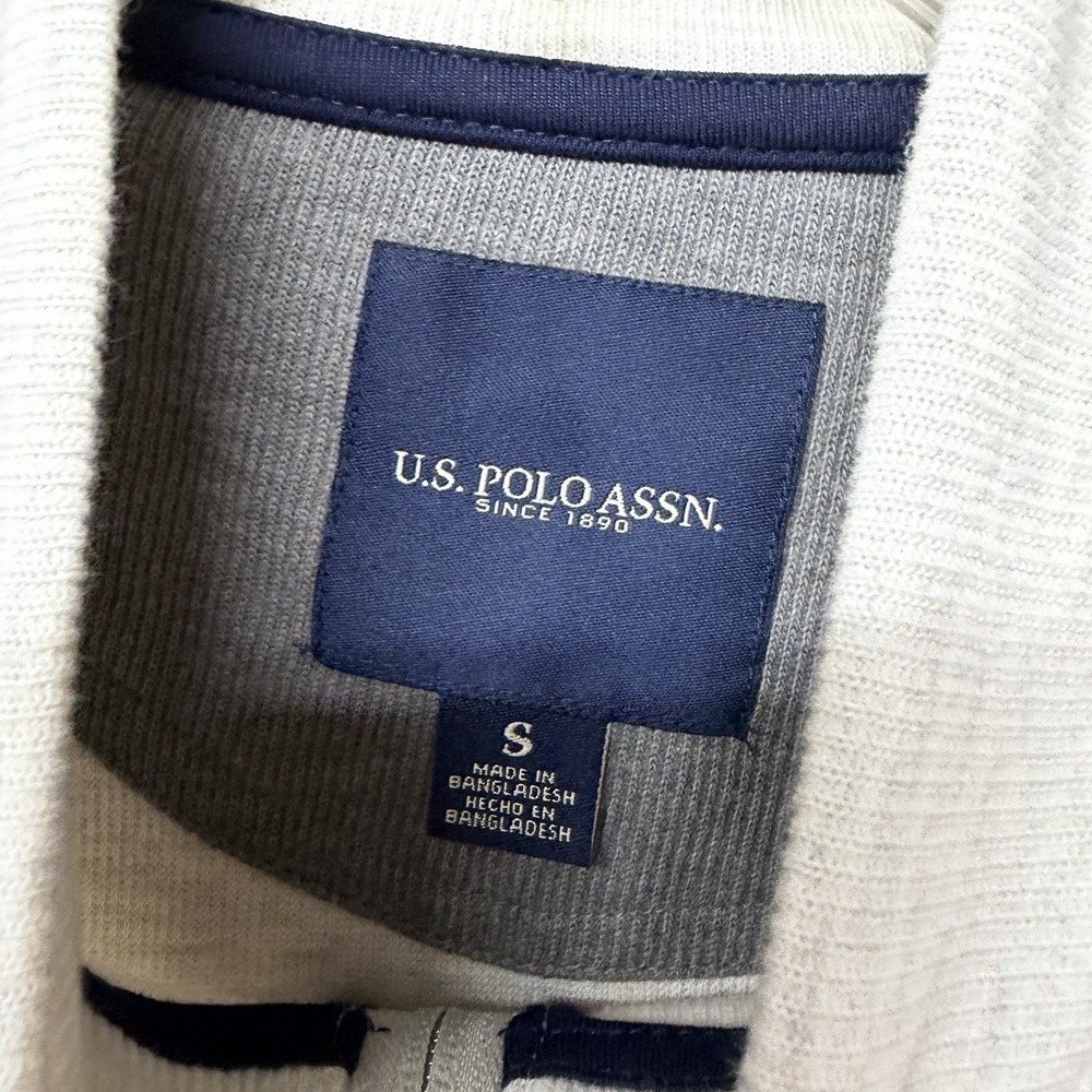 U.S. Polo Assn Sweatshirt Men's Sz S Grey 1/4 Zip Logo Pullover Cotton Blend NWT - Picture 9 of 10